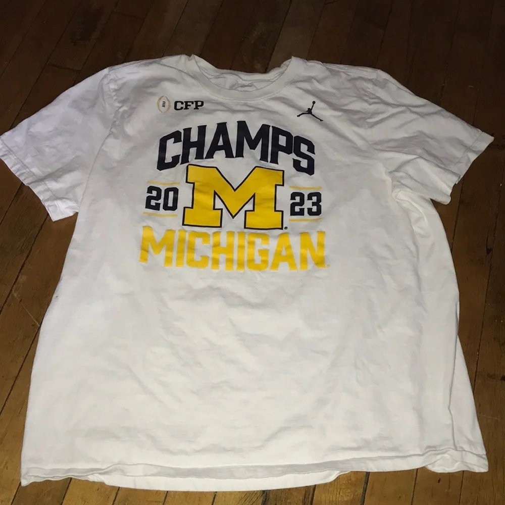 Jordan White Michigan‎ Wolverines Champs Graphic Tee - Navy & Maize